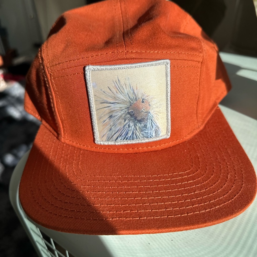 Rust Orange Canvas 5-Panel Cap with Patch - image 2